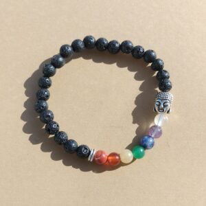 Pulsera de los 7 chakras y lava en bola de 6mm