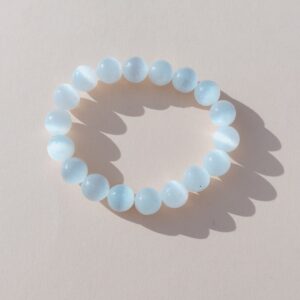 Pulsera de Selenita en bola de 10mm.