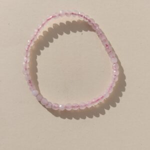 Pulsera de Cuarzo Rosa en bola facetada de 4mm